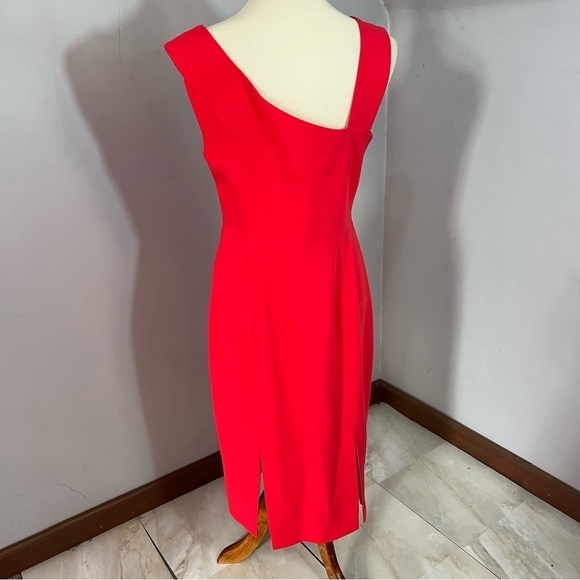 Black Halo Red Date Night Asymmetrical Dress Size 10 Cocktail Bodycon Midi Party - Picture 10 of 14